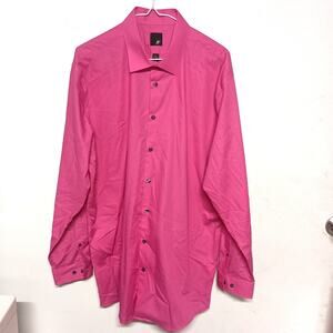 J. FERRAR Men's Slim Fit Long Sleeve Button-Up Shirt - Pink, Size XL